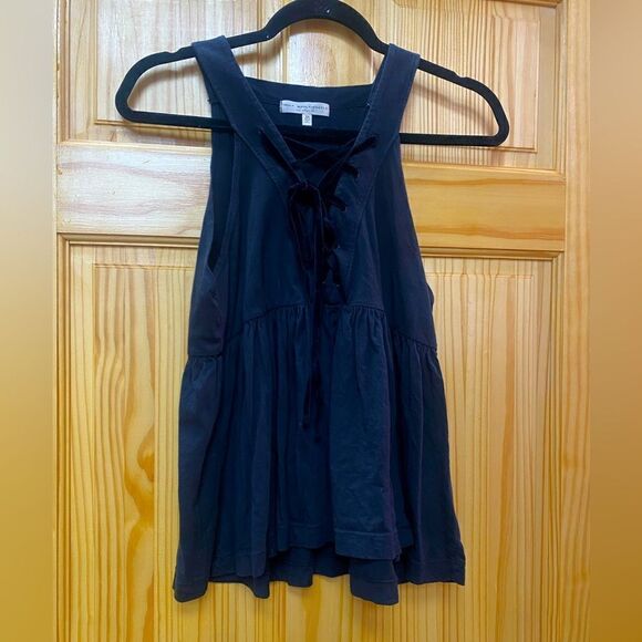 Truly Madly Deeply Lace-Up Babydoll Tank Top in Black Sz XS - Picture 2 of 8